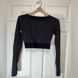 lululemon athletica Black Logo Print Crop Top